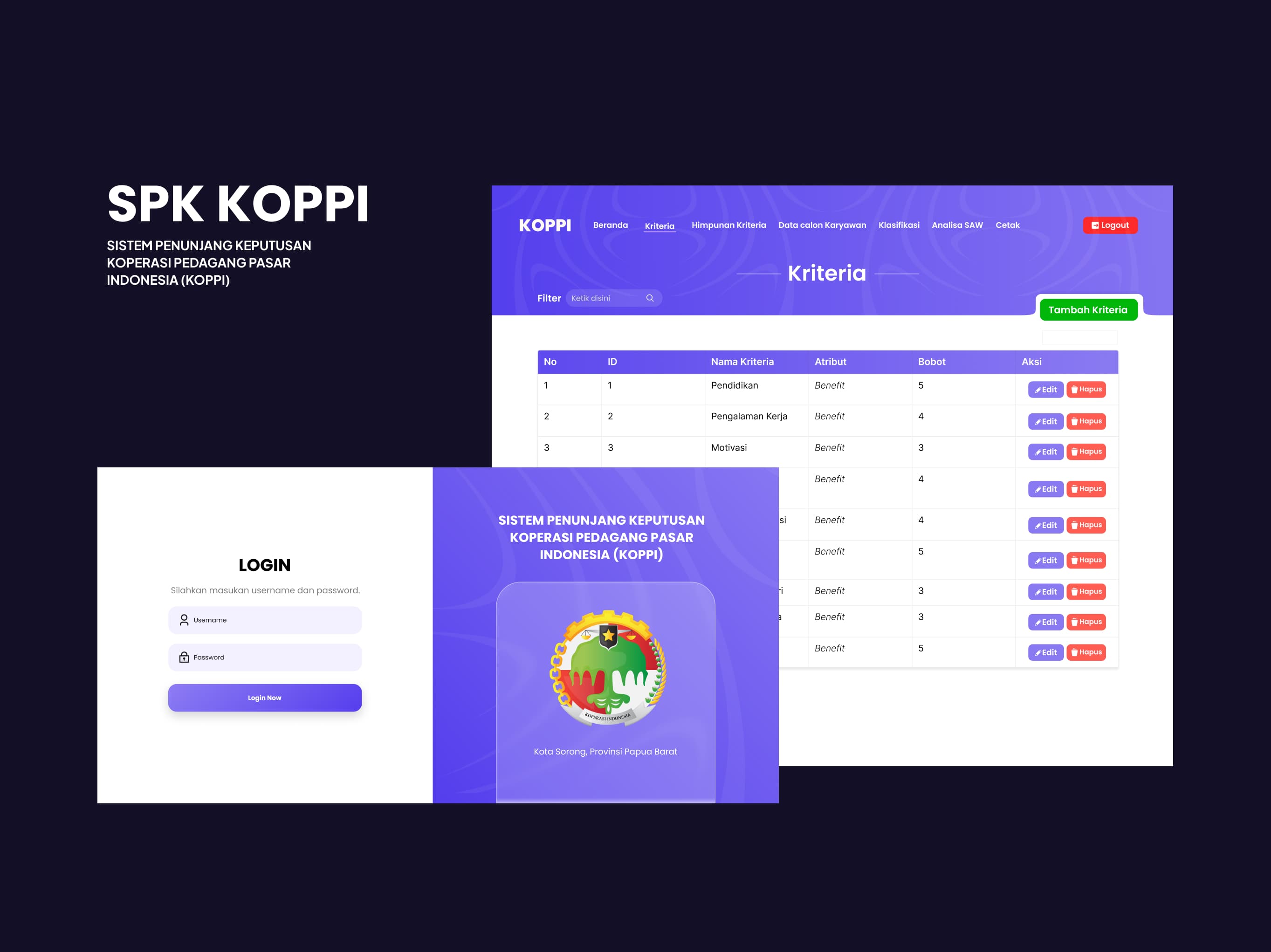 UI/UX SPK KOPPI Kota Sorong
